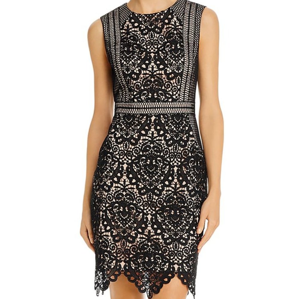 NWT Aidan by Aidan Mattox Scalloped Lace Sheath Dress size 2